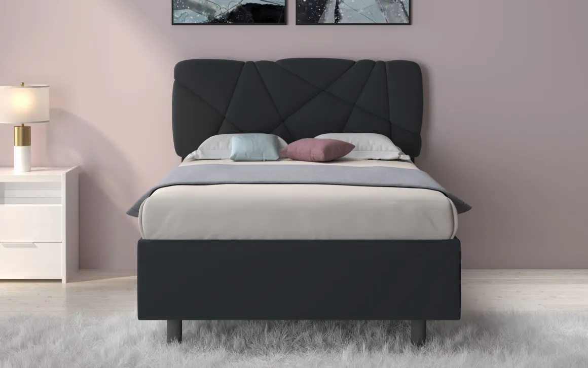 LETTO CONTENITORE POP 1 PIAZZA E 1/2 TESSUTO LYCRA ANTRACITE