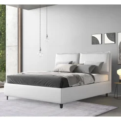 LETTO DA 140 CONTENITORE IN ECOPELLE BIANCA