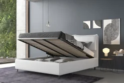 LETTO DA 140 CONTENITORE IN ECOPELLE BIANCA