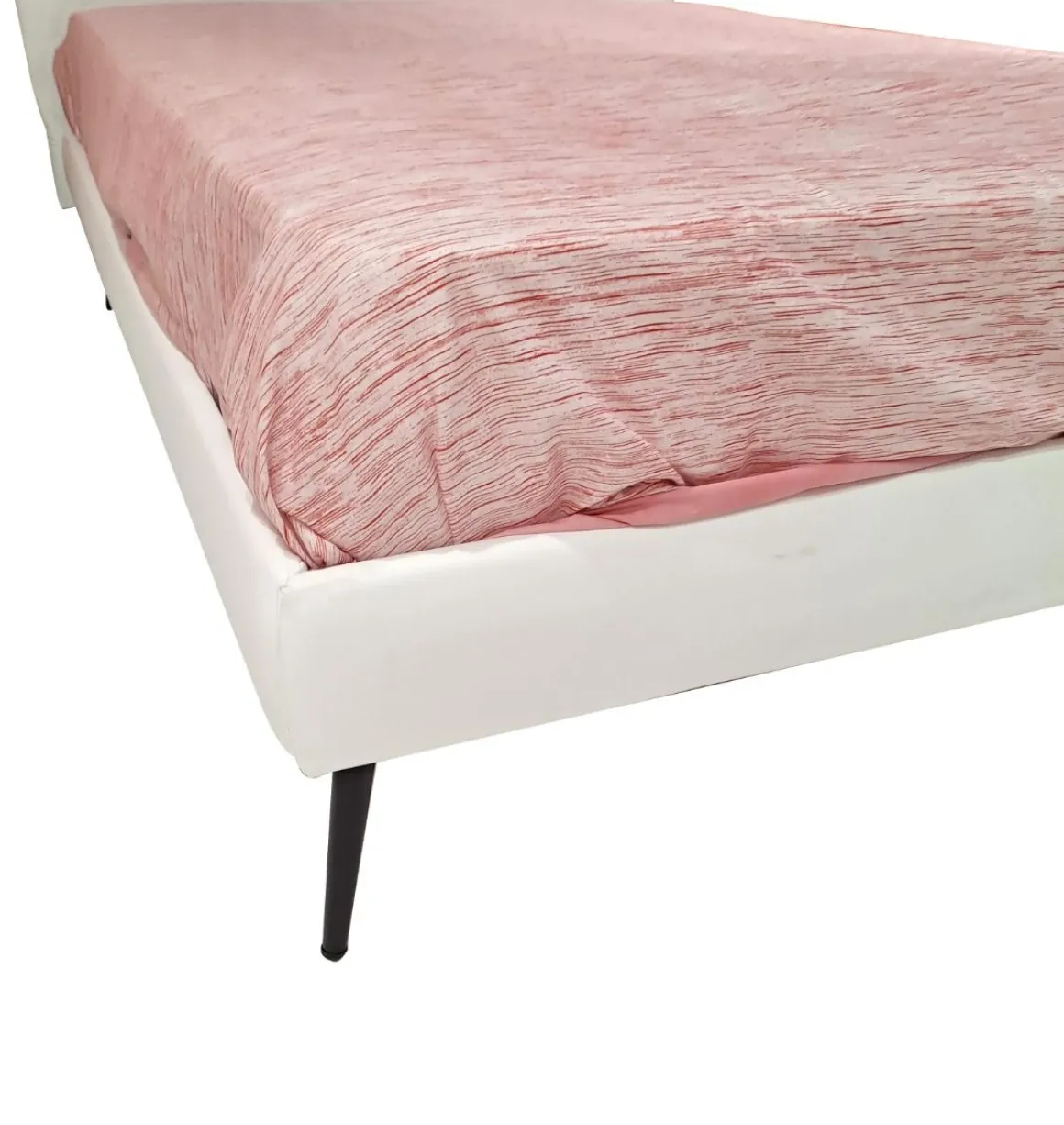 LETTO FISSO UNA PIAZZA E MEZZA MOD. SIMPLE IN ECOPELLE BIANCO