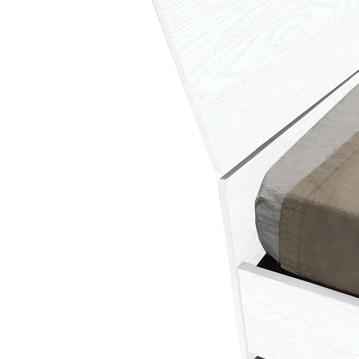 Letto matrimoniale bianco frassinato con contenitore