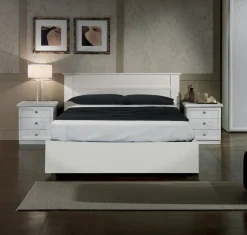 Letto matrimoniale classico modello GINEVRA in frassini bianco