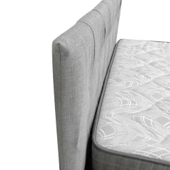 LETTO MATRIMONIALE CON CONTENITORE IN TESSUTO GRIGIO CHIARO