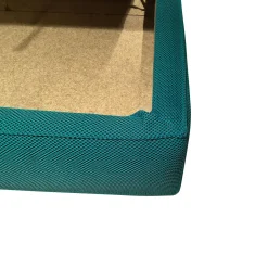 LETTO MATRIMONIALE CON CONTENITORE MOD. ADELE IN TESSUTO TURCHESE