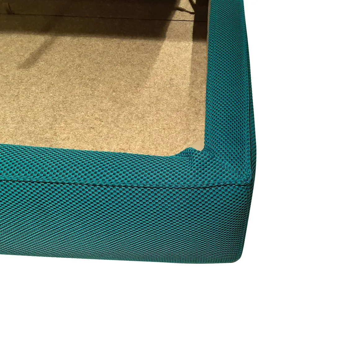 LETTO MATRIMONIALE CON CONTENITORE MOD. ADELE IN TESSUTO TURCHESE