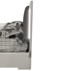 LETTO MATRIMONIALE CON CONTENITORE MOD. LEDD FRASSINO NUVOLA ED ECOPELLE