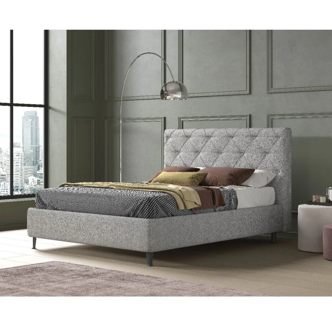 Letto Matrimoniale Con Contenitore In Tessuto Grigio Chiaro: Letto Matrimoniale in Offerta