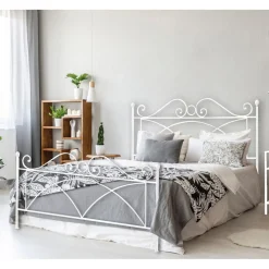 LETTO MATRIMONIALE CON GIROLETTO MOD. SABRINA BIANCO SATINATO