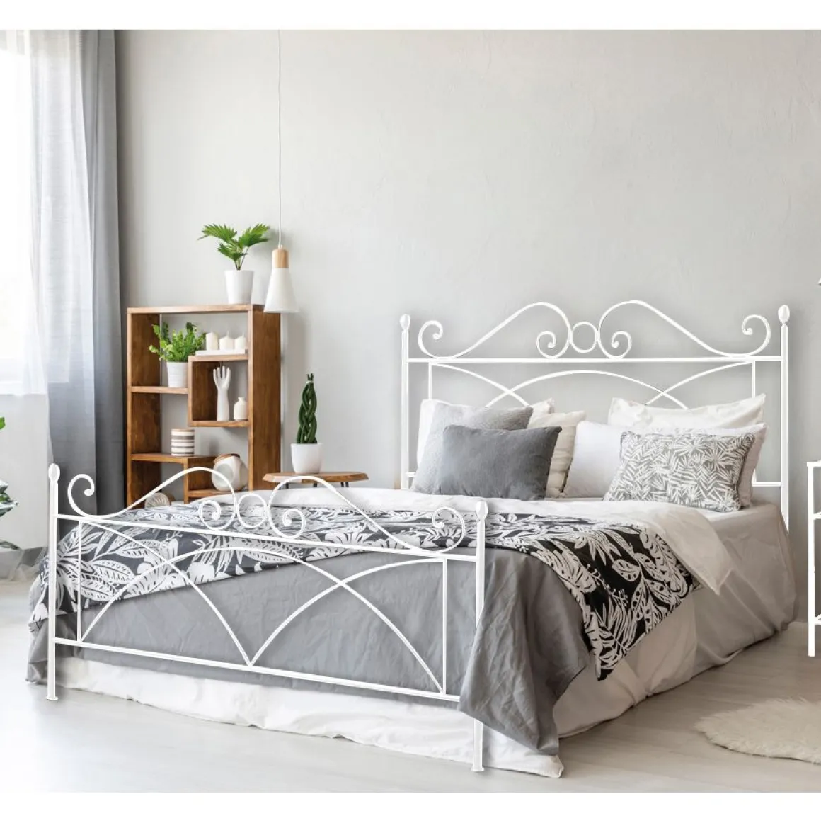 LETTO MATRIMONIALE CON GIROLETTO MOD. SABRINA BIANCO SATINATO