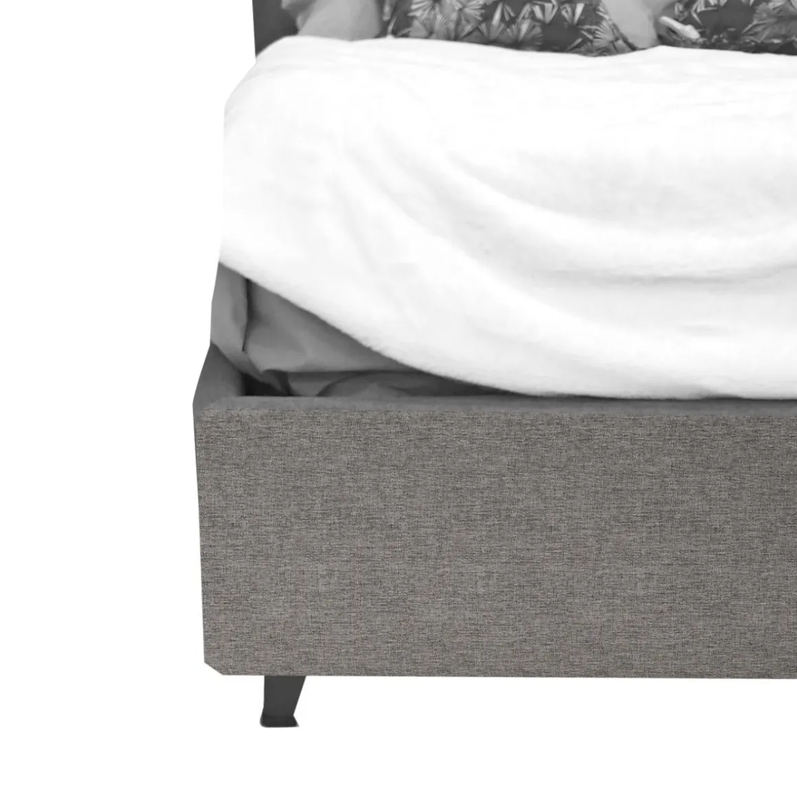 LETTO MATRIMONIALE CONTENITORE IN TESSUTO GRIGIO