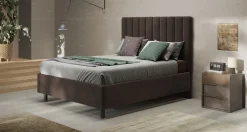 LETTO MATRIMONIALE CONTENITORE MOD. TEDDY VELLUTO CIOCCOLATO