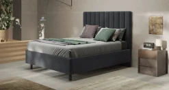 LETTO MATRIMONIALE CONTENITORE MOD. TEDDY VELLUTO GRAFITE