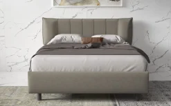 LETTO MATRIMONIALE CONTENITORE MOD. HUG IN TESSUTO TORTORA