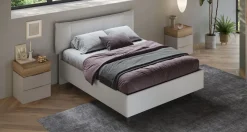 LETTO MATRIMONIALE CONTENITORE MOD. HUG ECOPELLE BIANCA