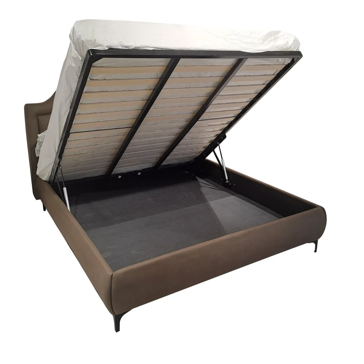 LETTO MATRIMONIALE CONTENITORE MOD. VICTORY ECONABUK MARRONE