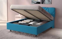 LETTO MATRIMONIALE CONTENITORE MOD. POP TESSUTO LYCRA AZZURRO