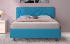 LETTO MATRIMONIALE CONTENITORE MOD. POP TESSUTO LYCRA AZZURRO