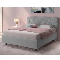 LETTO MATRIMONIALE CONTENITORE MOD. POP TESSUTO LYCRA GRIGIO CHIARO