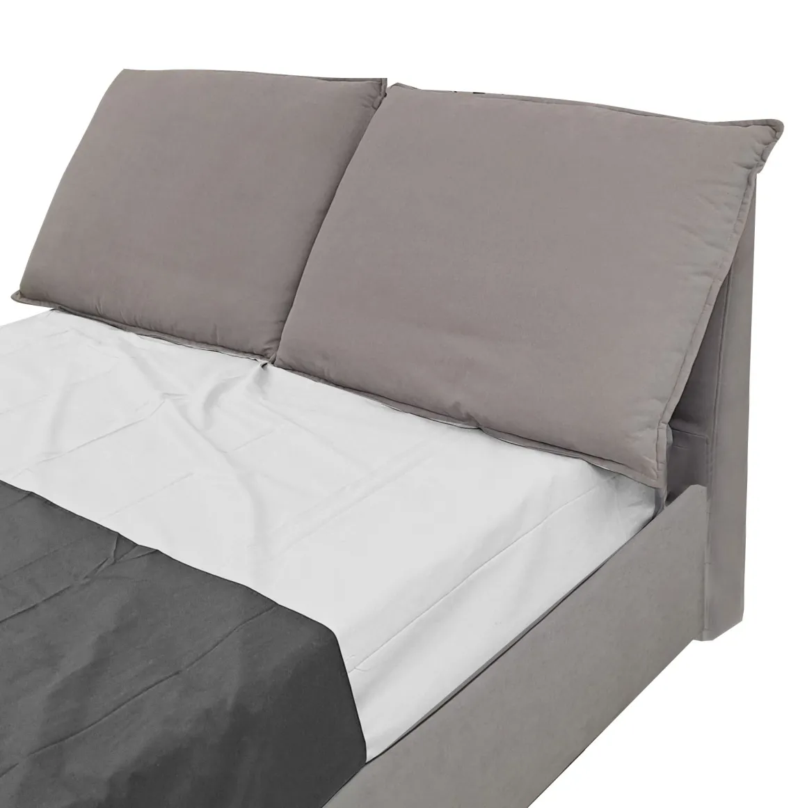 LETTO MATRIMONIALE CONTENITORE MOD. LEILAH IN TESSUTO GRIGIO