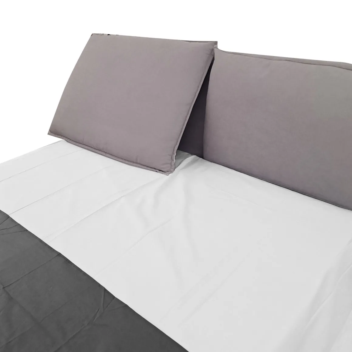 LETTO MATRIMONIALE CONTENITORE MOD. LEILAH IN TESSUTO GRIGIO