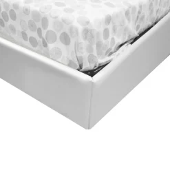 LETTO MATRIMONIALE CONTENITORE KARAKUM OLMO BIANCO ED ECOPELLE BIANCA