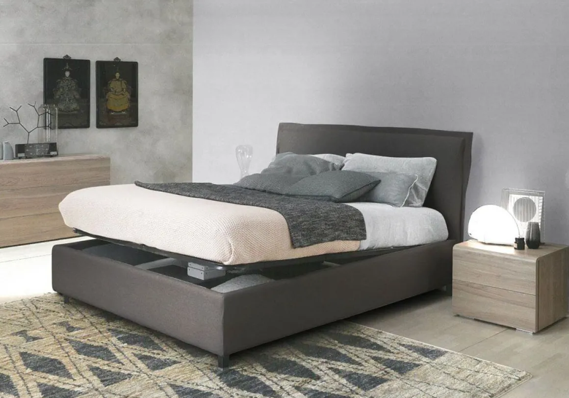 LETTO MATRIMONIALE CONTENITORE modello STILL IN TESSUTO
