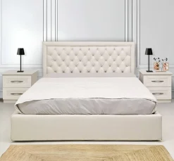 LETTO MATRIMONIALE CONTENITORE MOD. MARIA ANTONIETTA IN MICROFIBRA BIANCO