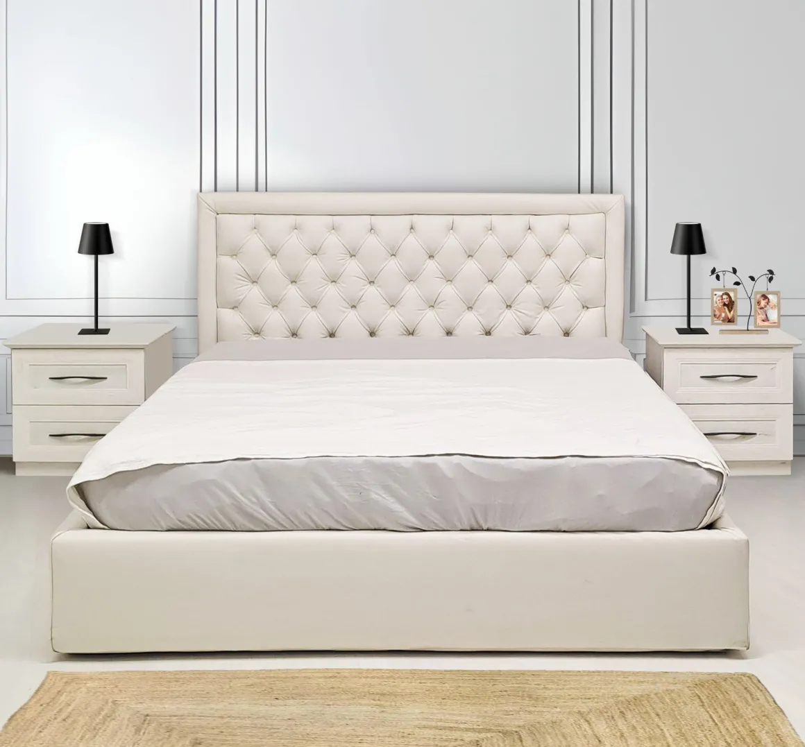 LETTO MATRIMONIALE CONTENITORE MOD. MARIA ANTONIETTA IN MICROFIBRA BIANCO