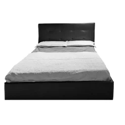LETTO MATRIMONIALE CONTENITORE MOD. NAPOLI IN ECOPELLE NERO