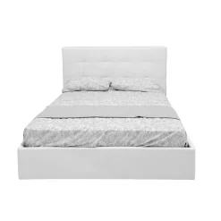 LETTO MATRIMONIALE CONTENITORE MOD. NAPOLI IN ECOPELLE BIANCA