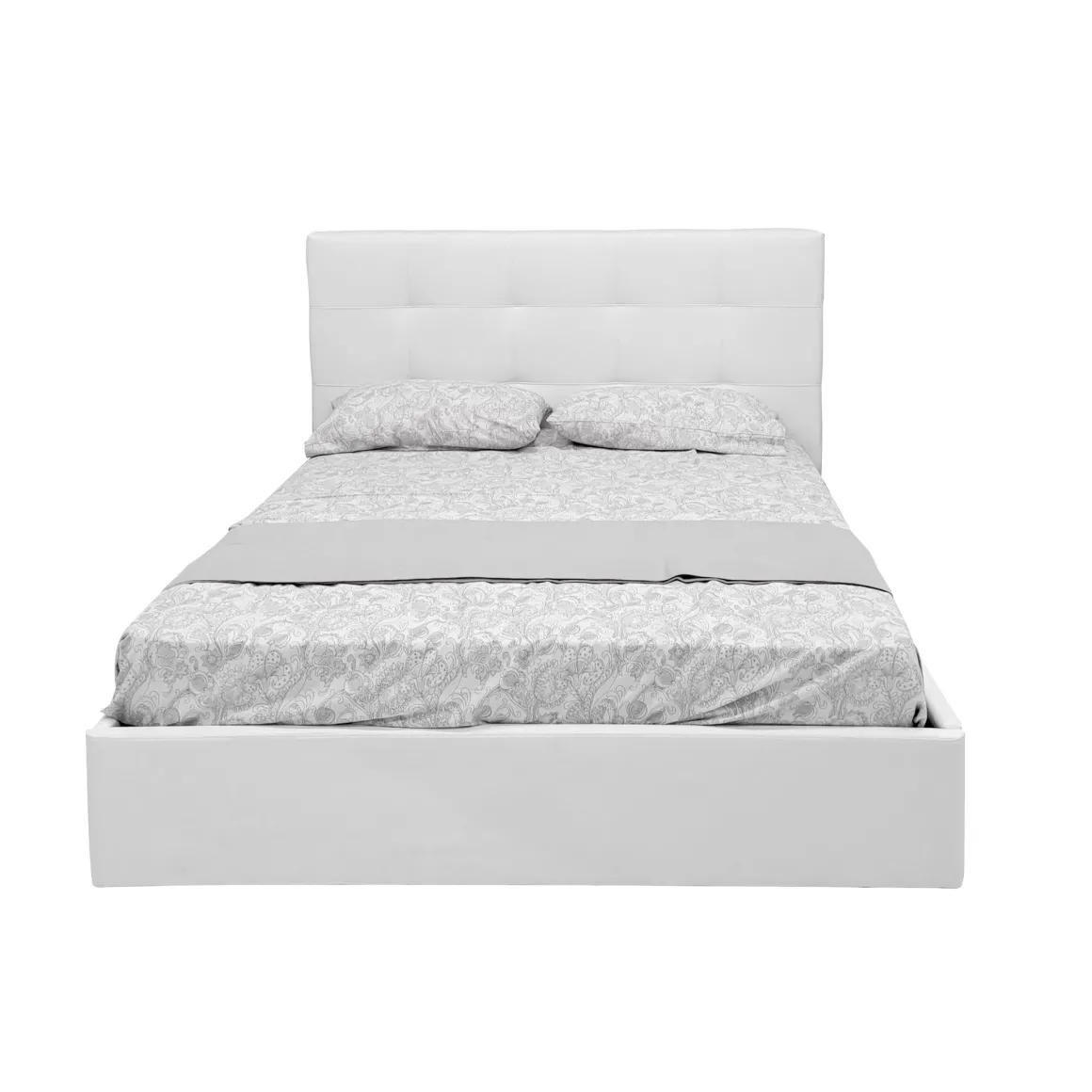 LETTO MATRIMONIALE CONTENITORE MOD. NAPOLI IN ECOPELLE BIANCA