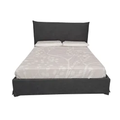 LETTO MATRIMONIALE CONTENITORE MOD. LINE IN TESSUTO GRIGIO SCURO
