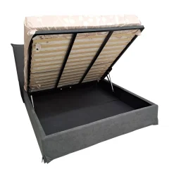 LETTO MATRIMONIALE CONTENITORE MOD. LINE IN TESSUTO GRIGIO SCURO