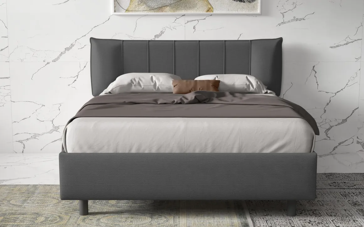 LETTO MATRIMONIALE CONTENITORE MOD. HUG TESSUTO FUMO