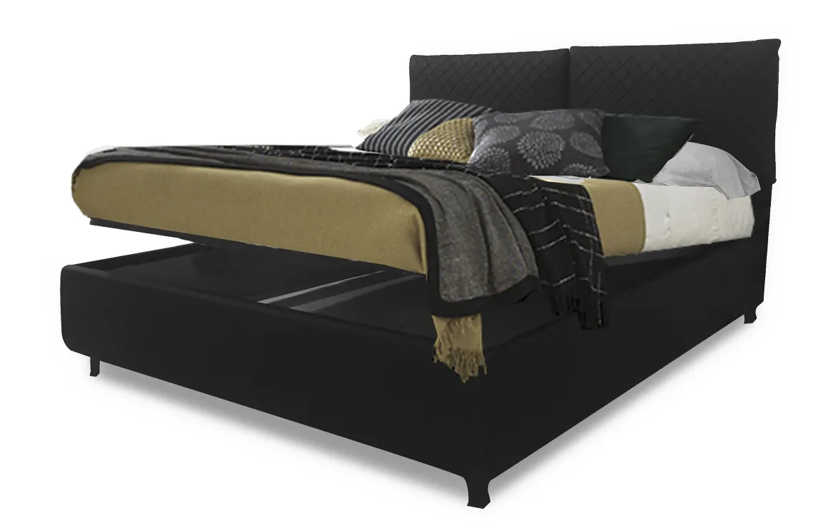 Letto matrimoniale in ecopelle nera modello KATO