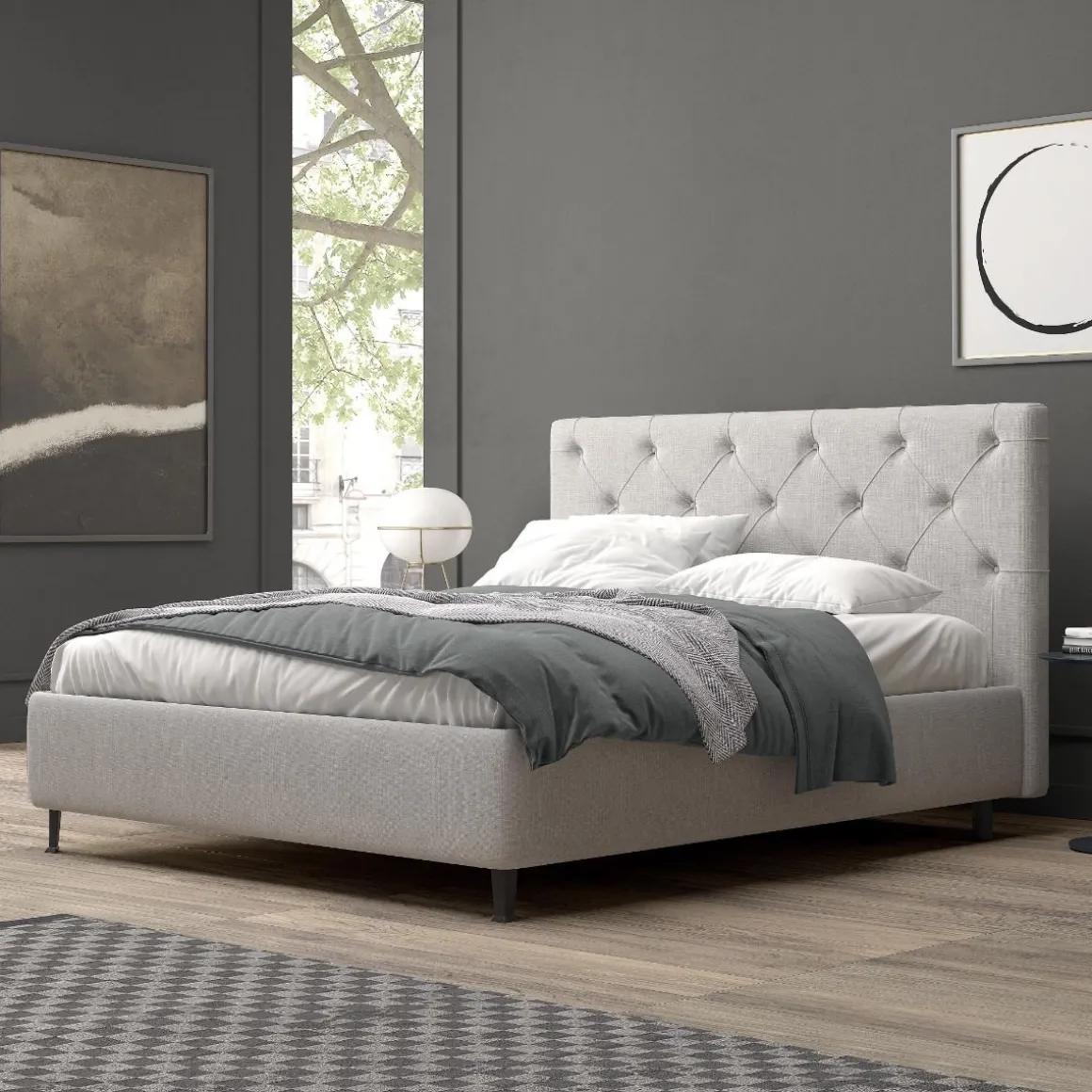 Letto matrimoniale in ecopelle con contenitore