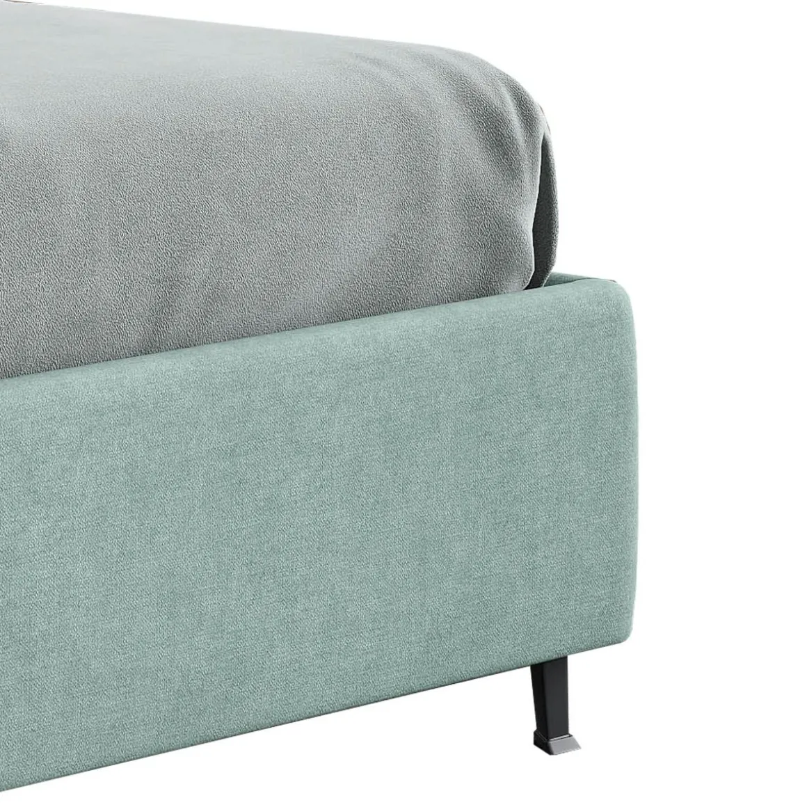 LETTO MATRIMONIALE IN TESSUTO VERDE ACQUA