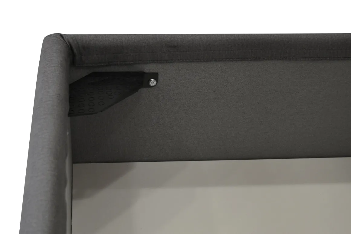 Letto matrimoniale LOTO in tessuto grigio con contenitore