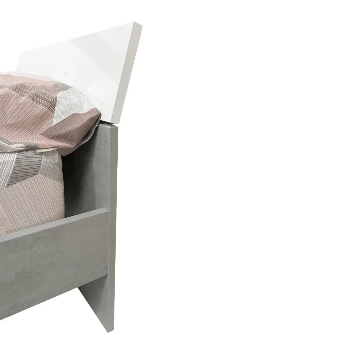 LETTO 1 PIAZZA E 1/2 CON GIROLETTO MOD. MIPIACE CEMENTO E BIANCO LUCIDO