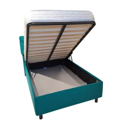 LETTO 1 PIAZZA E MEZZA CONTENITORE MOD. POP IN TESSUTO LYCRA VERDE PETROLIO