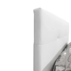 LETTO SINGOLO CON CONTENITORE IN ECOPELLE BIANCA