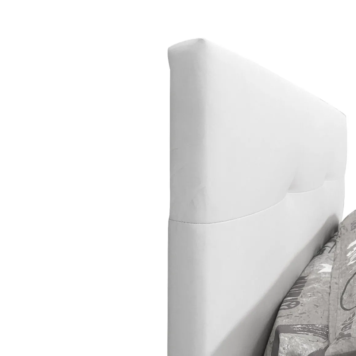 LETTO SINGOLO CON CONTENITORE IN ECOPELLE BIANCA