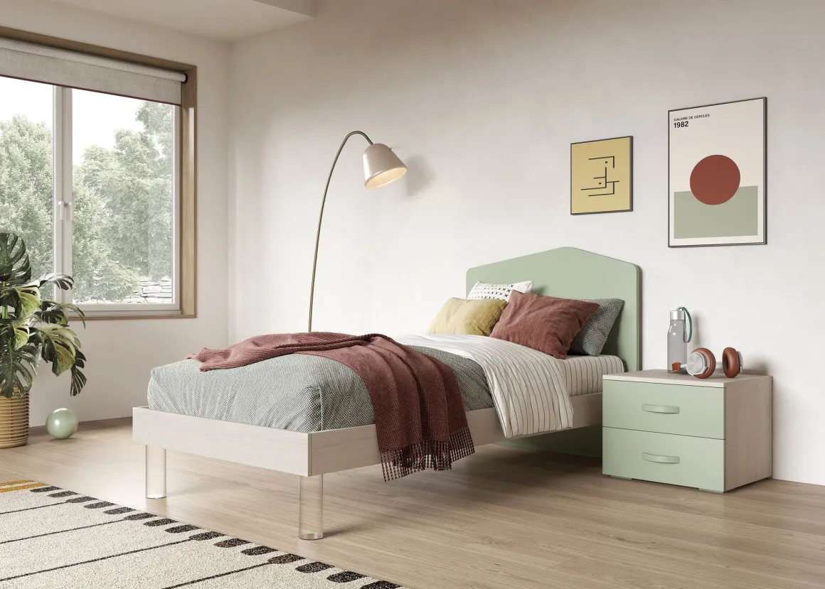 LETTO SINGOLO CON GIROLETTO MOD. EDDY OLMO E AGAVE