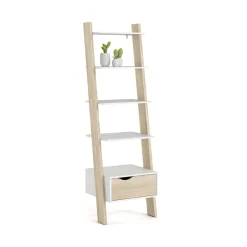 libreria in laminato rovere e bianco LIB83
