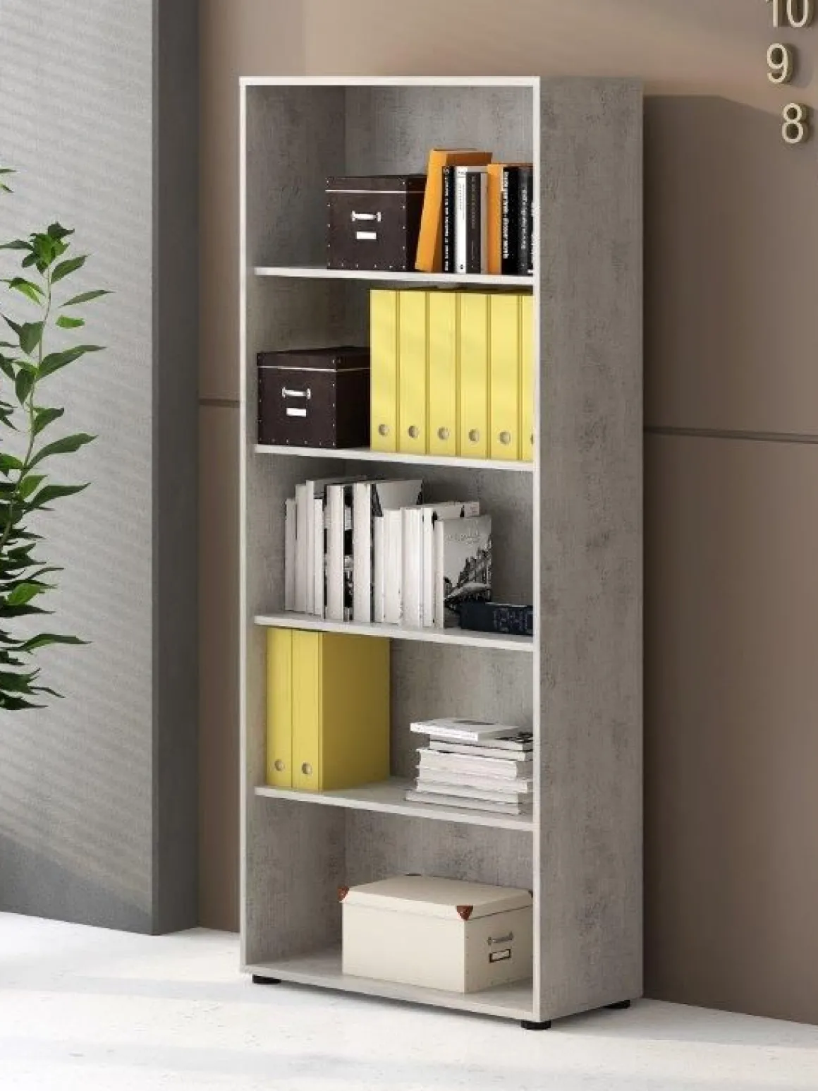 Libreria OMEGA in laminato cemento
