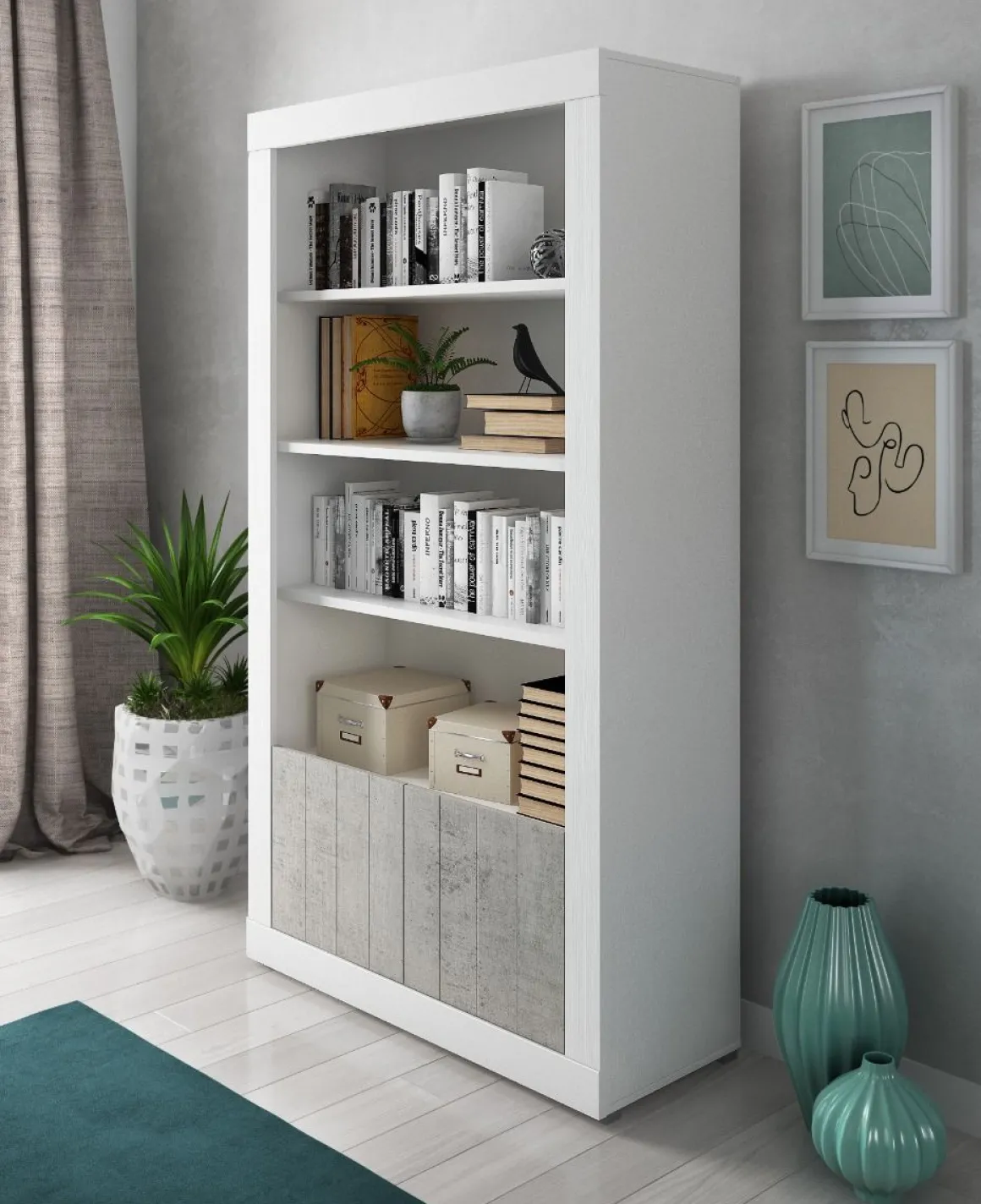 LIBRERIA REVEN BIANCO FRASSINATO E CEMENTO: vendita online LIBRERIA REVEN BIANCO FRASSINATO E CEMENTO in offerta