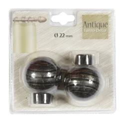 LINEA ANTIQUE - SET 2 FINALI PER TENDA MOD. SFERA COLORE NERO-ORO : vendita online LINEA ANTIQUE - SET 2 FINALI PER TENDA MOD. SFERA COLORE NERO-ORO in offerta