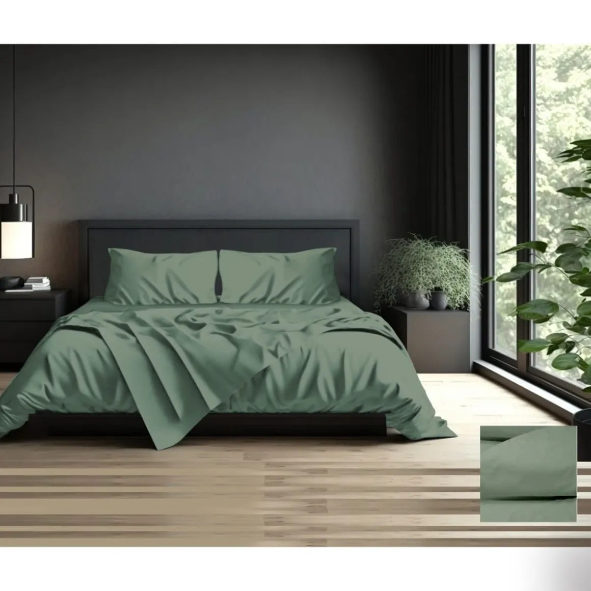 LINEA BRIGHT - COMPLETO LETTO 2 PIAZZE IN RASO DI COTONE VERDONE: vendita online LINEA BRIGHT - COMPLETO LETTO 2 PIAZZE IN RASO DI COTONE VERDONE in offerta