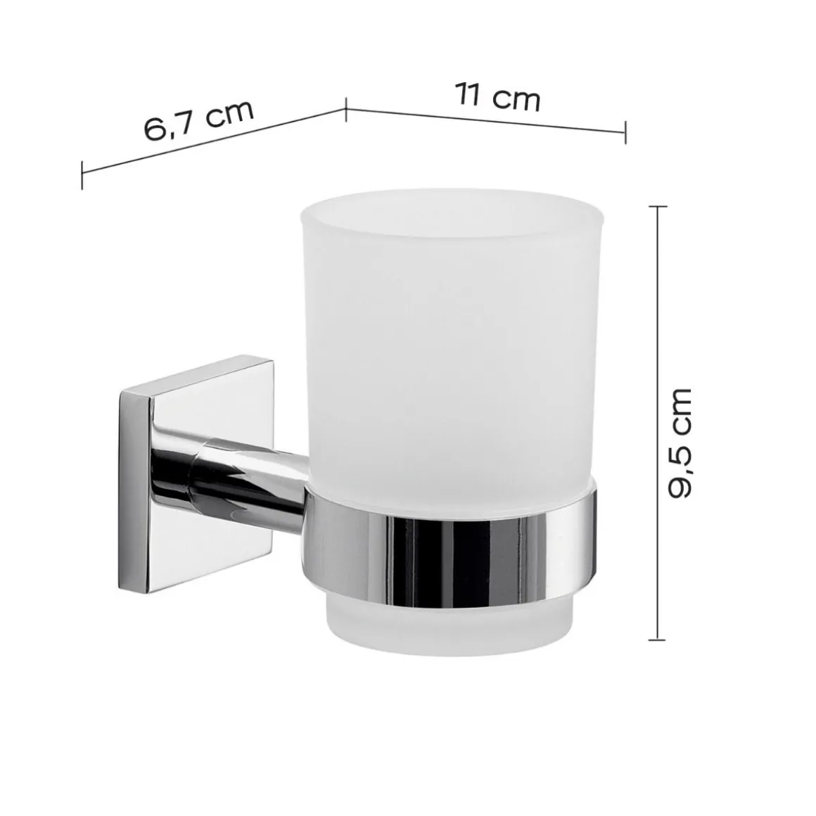 LINEA FELCE - PORTA SPAZZOLINI CROMATO E BIANCO SATINATO 6,7X10,8X9,5CM
