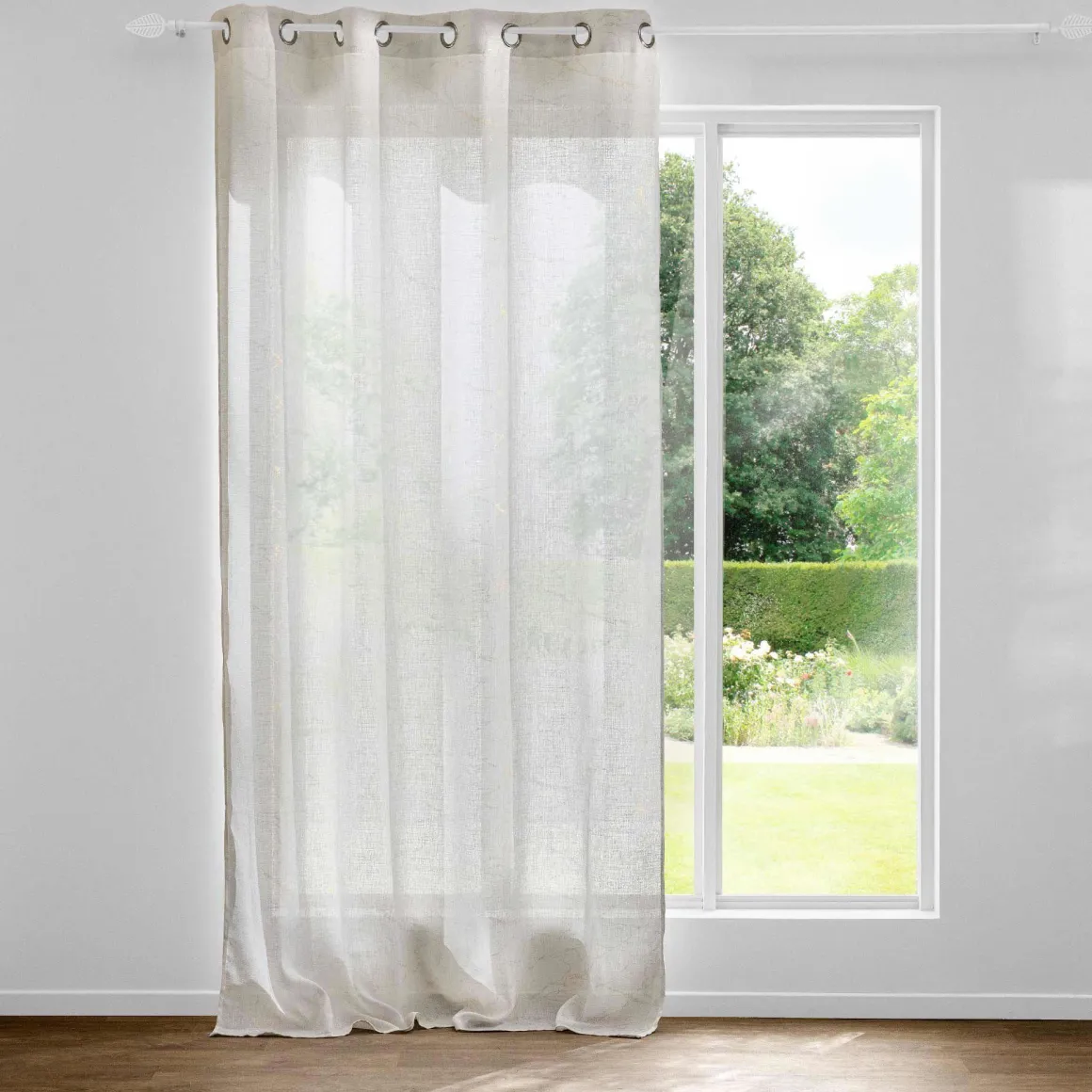 LINEA MARIUS - TENDA CON OCCHIELLI IN TESSUTO EFFETTO LINO 140X280CM BEIGE CON DECORO: vendita online LINEA MARIUS - TENDA CON OCCHIELLI IN TESSUTO EFFETTO LINO 140X280CM BEIGE CON DECORO in offerta